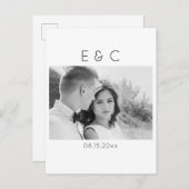 Elegant zwart en wit uw foto opslaan Datum V Aankondigingskaart (Voorkant / Achterkant)
