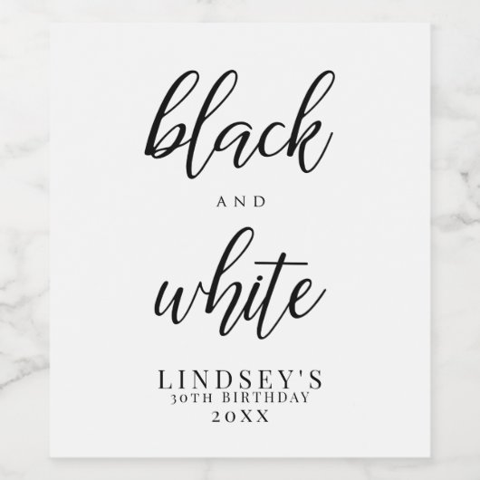 Elegant, zwart en wit wijn etiket (Enkel label)