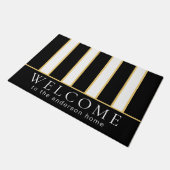 Elegant zwart en witte streep, speciaal gepersonal deurmat (Schuin)