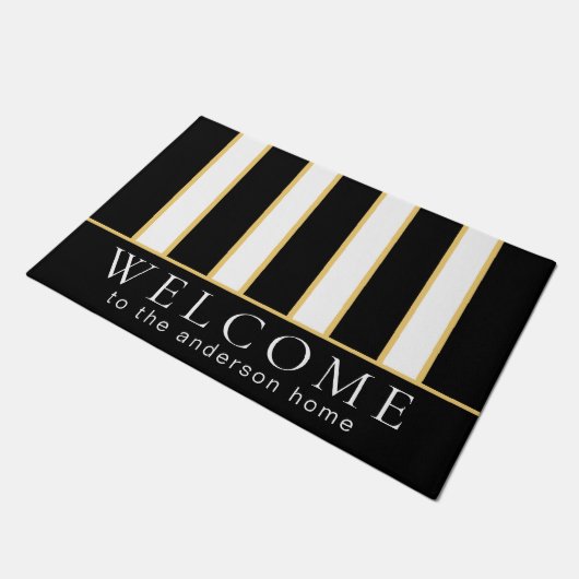 Elegant zwart en witte streep, speciaal gepersonal deurmat (Schuin)