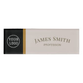 Elegant zwart en zandgrijs: voeg uw zakelijke Logo Naambadge (Voorkant)