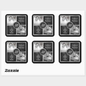 Elegant Zwart en Zilver 50ste Bruiloft Jubileum Vierkante Sticker (Vel)