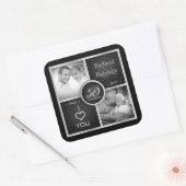 Elegant Zwart en Zilver 50ste Bruiloft Jubileum Vierkante Sticker (Envelop)
