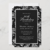 Elegant Zwart en Zilver 90ste Verjaardag Kaart (Voorkant)