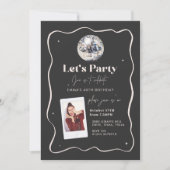 Elegant zwart en zilver Disco bal 18e verjaardag Kaart (Voorkant)