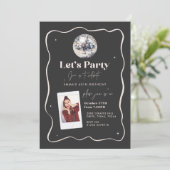 Elegant zwart en zilver Disco bal 18e verjaardag Kaart (Staand voorkant)