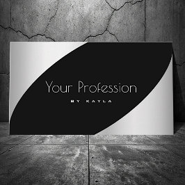 Elegant zwart en zilver effect met openingstijden visitekaartje