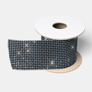Elegant zwart en zilver glinsterend patroon satijnen lint