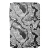 Elegant zwart en zilver Glitter Agaat Patroon Badmat (Voorkant Verticaal)