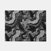 Elegant zwart en zilver Glitter Agaat Patroon Deurmat (Voorkant)