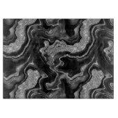 Elegant zwart en zilver Glitter Agaat Patroon Snijplank (Voorkant)
