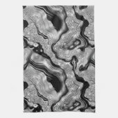 Elegant zwart en zilver Glitter Agaat Patroon Theedoek (Verticaal)