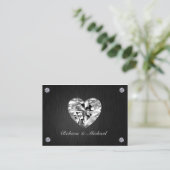Elegant zwart en zilver met diamanten RSVP-kaarten Informatiekaartje (Staand voorkant)