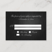 Elegant zwart en zilver met diamanten RSVP-kaarten Informatiekaartje (Achterkant)