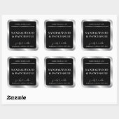 Elegant zwart en zilver moderne kaarsenverpakking vierkante sticker (Vel)