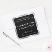 Elegant zwart en zilver moderne kaarsenverpakking vierkante sticker (Envelop)