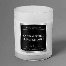 Elegant zwart en zilver moderne kaarsenverpakking vierkante sticker