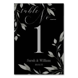 Elegant zwart en zilver script Eucalyptus bladeren Kaart