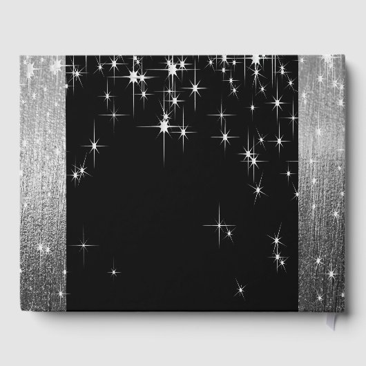 Elegant zwart en zilver Starlights Guestbook Gastenboek (Achterkant)