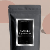 Elegant zwart en zilver verpakking wax smelt label voedselcontainer etiket
