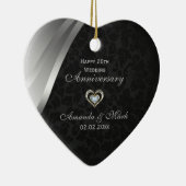 Elegant zwart en zilvergrijs 25e Jubileum Keramisch Ornament (Rechts)