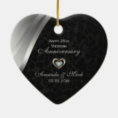 Elegant zwart en zilvergrijs 25e Jubileum Keramisch Ornament (Achterkant)