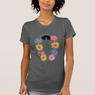 Elegant zwart engel silhouet met halo t-shirt