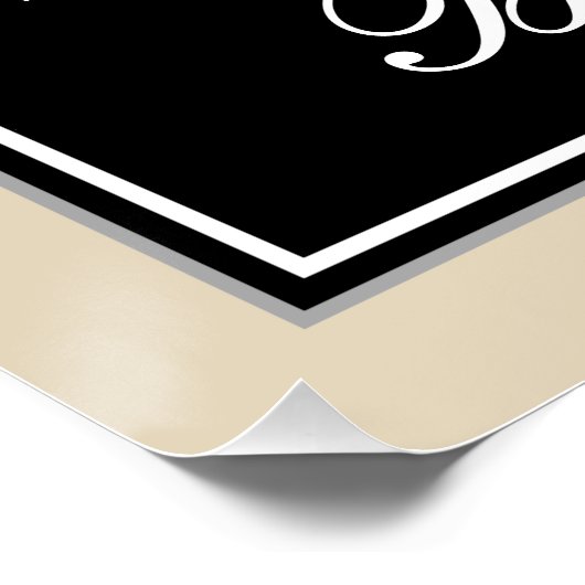 Elegant, zwart, Faux Gold 10th Birthday + naam Perfect Poster (Hoek)