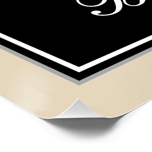 Elegant, zwart, Faux Gold 4th Birthday + naam Poster (Hoek)