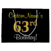 Elegant, zwart, Faux Gold 63rd Birthday + naam Groot Cadeauzakje (Achterkant)