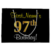 Elegant, zwart, Faux Gold 97th Birthday + naam Groot Cadeauzakje (Achterkant)