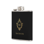 Elegant zwart Faux Gold  Monogram in Crest Heupfles (Links)