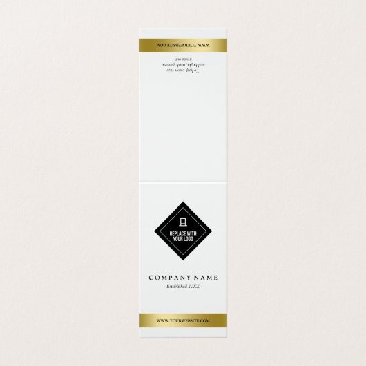 Elegant zwart & Faux Gold Uw Logo Label ophangen Visitekaartje (Buitenkant ongevouwen)