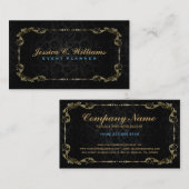 Elegant Zwart & Faux Goud Bloemen Lijst Visitekaartje (Voorkant / Achterkant)