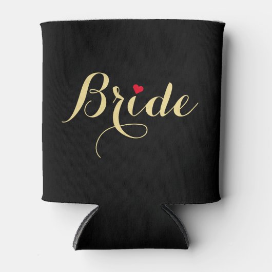 Elegant Zwart Faux Goud Bruid Koelbox Hoesje Blikjeskoeler (Voorkant)