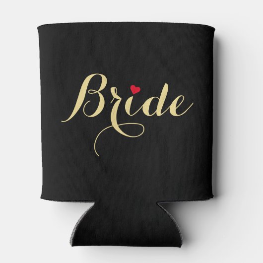 Elegant Zwart Faux Goud Bruid Koelbox Hoesje Blikjeskoeler (Achterkant)