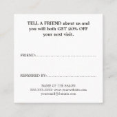 Elegant Zwart Faux Goud Hart Beauty Salon Aanbevelingskaartje (Achterkant)