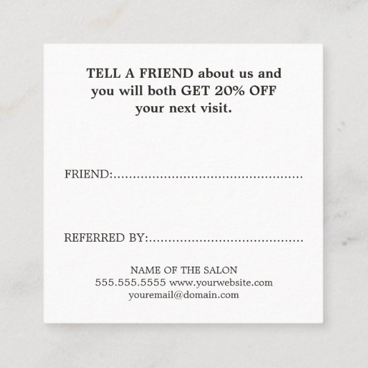 Elegant Zwart Faux Goud Hart Beauty Salon Aanbevelingskaartje (Achterkant)