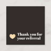 Elegant Zwart Faux Goud Hart Beauty Salon Aanbevelingskaartje (Voorkant)