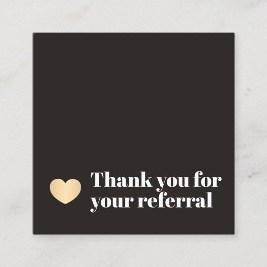 Elegant Zwart Faux Goud Hart Beauty Salon Aanbevelingskaartje (Voorkant)