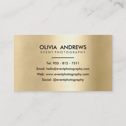 Elegant zwart faux goud rustiek hout modern visitekaartje (Achterkant)