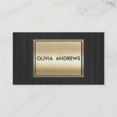 Elegant zwart faux goud rustiek hout modern visitekaartje (Voorkant)