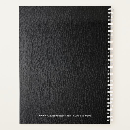 Elegant Zwart Faux Leather Look Rood Tekst Planner (Achterkant)