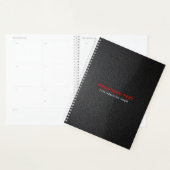 Elegant Zwart Faux Leather Look Rood Tekst Planner (Display)