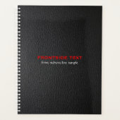 Elegant Zwart Faux Leather Look Rood Tekst Planner (Voorkant)