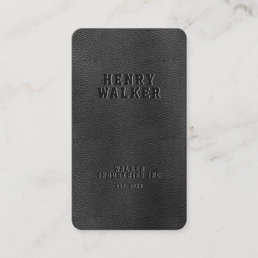 Elegant Zwart Faux Vegan Leather Visitekaartje (Voorkant)