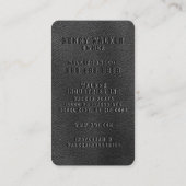 Elegant Zwart Faux Vegan Leather Visitekaartje (Achterkant)