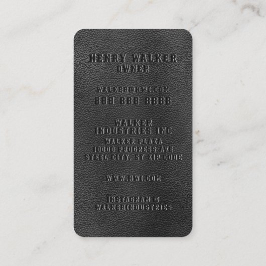 Elegant Zwart Faux Vegan Leather Visitekaartje (Achterkant)