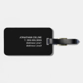 Elegant zwart faux zilver vet monogram bagagelabel (Achterkant horizontaal)