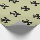 Elegant zwart Fleur de lis patroon verpakkingspapi Cadeaupapier (Hoek)